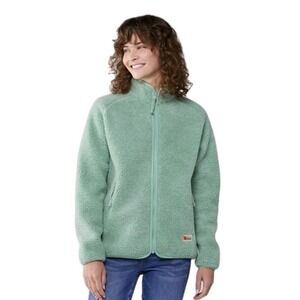 FjallRaven Vardag Pile Fleece Womens Large Aloe Green Full Zip Jacket